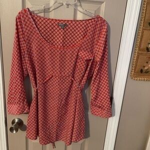 Gap Maternity Orange & Gray Blouse 3/4 sleeve. Back tie.